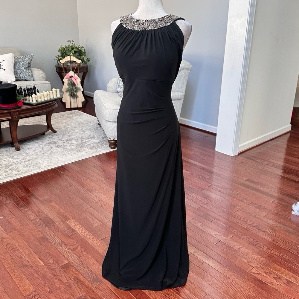 Vintage Scarlett Beaded Neck Embellished Ruched Sexy Formal Gown Dress Size 16W